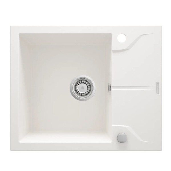 Deante Andante zlewozmywak granitowy 1-komorowy z ociekaczem 59x49 alabaster.