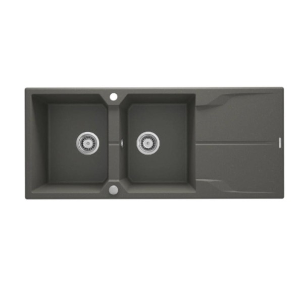 Deante Andante zlewozmywak granitowy 2-komorowy z ociekaczem 116,0x50,0x22,4 cm.