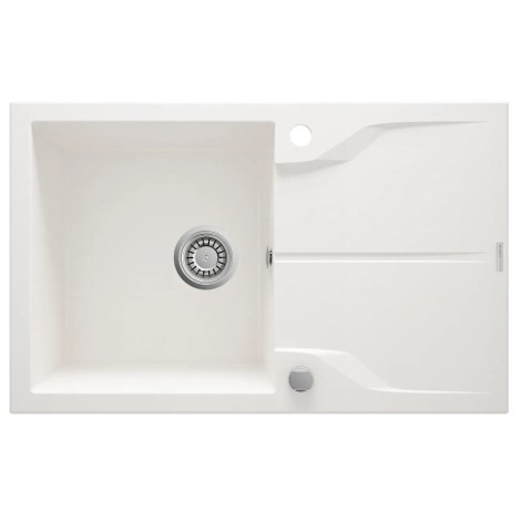 Deante Andante Flush zlewozmywak granitowy 1-komorowy z ociekaczem  na równi z blatem78x49 alabaster