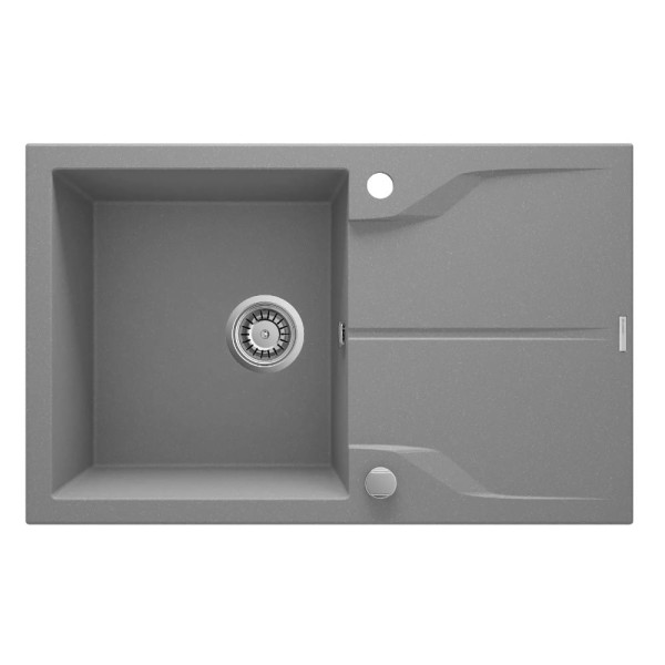 Deante Andante zlewozmywak granitowy 1-komorowy z ociekaczem 78x49 szary metalik.