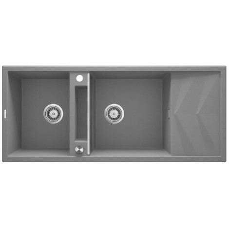 Deante Magnetic zlewozmywak granitowy magnetyczny 2-komorowy z ociekaczem 116x50 szary metalik