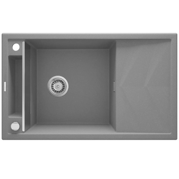 Deante Magnetic zlewozmywak granitowy magnetyczny 1-komorowy z ociekaczem 82x50 szary metalik.