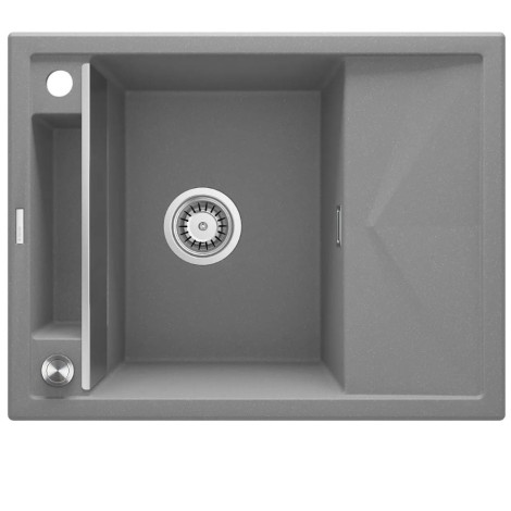 Deante Magnetic zlewozmywak granitowy magnetyczny 1-komorowy z ociekaczem 64x50 szary metalik
