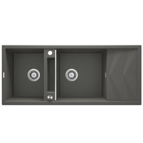 Deante Magnetic zlewozmywak granitowy magnetyczny 2-komorowy z ociekaczem 116x50 antracyt metalik.