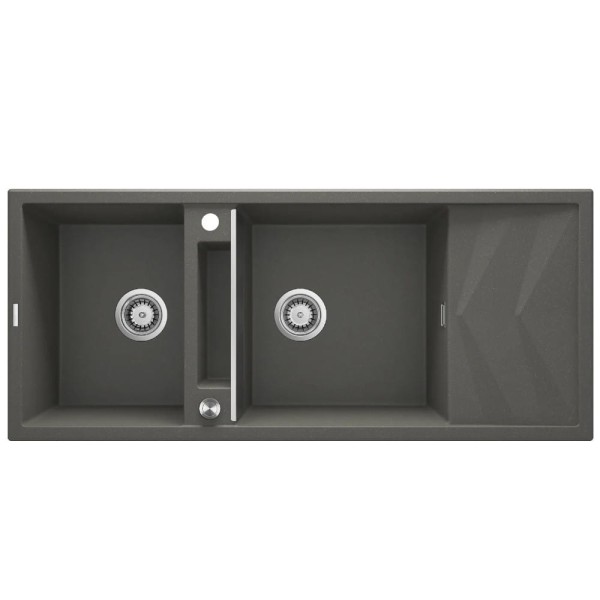 Deante Magnetic zlewozmywak granitowy magnetyczny 2-komorowy z ociekaczem 116x50 antracyt metalik.
