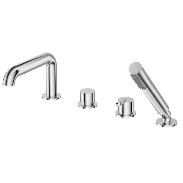 Deante Silia bateria wannowa 4-otworowa z zestawem prysznicowym chrom.