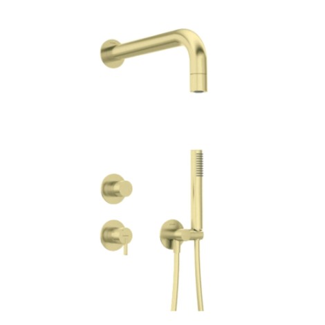 Deante Silia deszczownia zestaw podtynkowy z główką prysznicową złoto szczotkowane