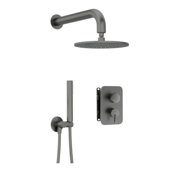 Deante Silia zestaw podtynkowy natryskowy z boxem mieszaczowym titanium