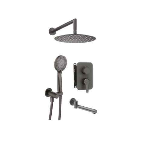 Deante Arnika zestaw podtynkowy wannowy z boxem mieszaczowym titanium