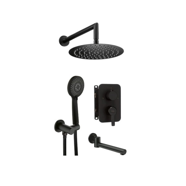 Deante Arnika zestaw podtynkowy wannowy z boxem mieszaczowym nero