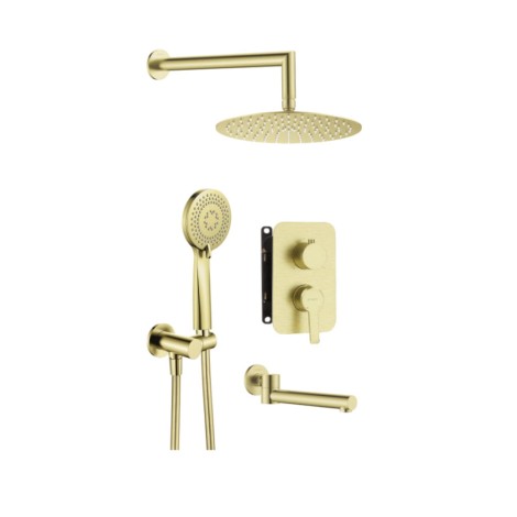 Deante Arnika zestaw podtynkowy wannowy z boxem mieszaczowym złoto szczotkowane