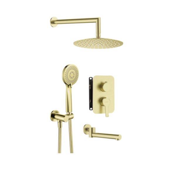 Deante Arnika zestaw podtynkowy wannowy z boxem mieszaczowym złoto szczotkowane