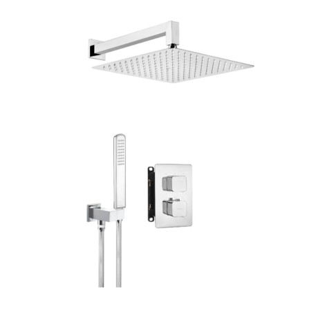 Deante Box zestaw podtynkowy natryskowy zaokrąglony z boxem termostatycznym chrom