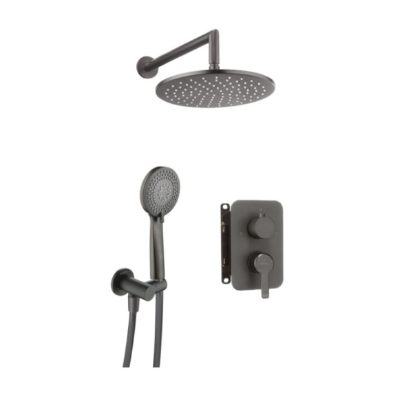 Deante Arnika zestaw podtynkowy natryskowy z boxem mieszaczowym titanium