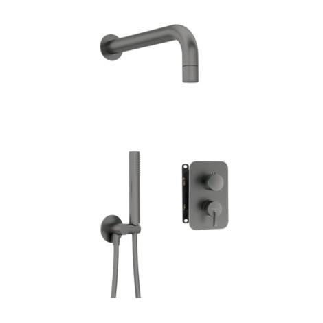 Deante Silia zestaw podtynkowy natryskowy z boxem mieszaczowym titanium