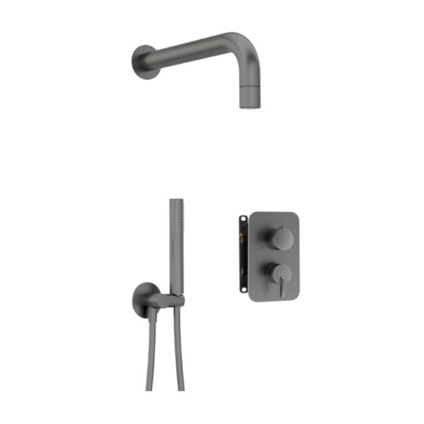 Deante Silia zestaw podtynkowy natryskowy z boxem mieszaczowym titanium