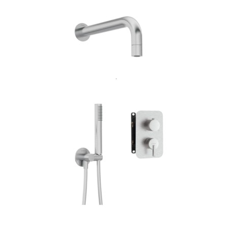 Deante Silia zestaw podtynkowy natryskowy z boxem mieszaczowym stal szczotkowana