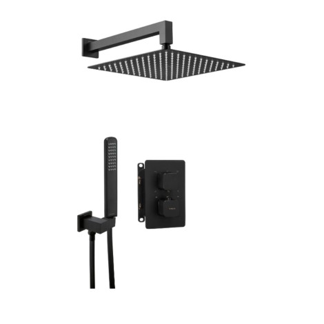 Deante Box zestaw podtynkowy natryskowy zaokrąglony z boxem termostatycznym nero