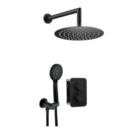 Deante Box zestaw podtynkowy natryskowy okrągły z boxem termostatycznym nero