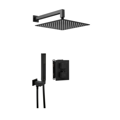 Deante Box zestaw podtynkowy natryskowy kwadratowy z boxem termostatycznym nero