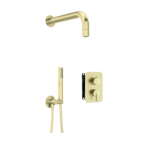 Deante Silia zestaw podtynkowy natryskowy z boxem mieszaczowym złoto szczotkowane