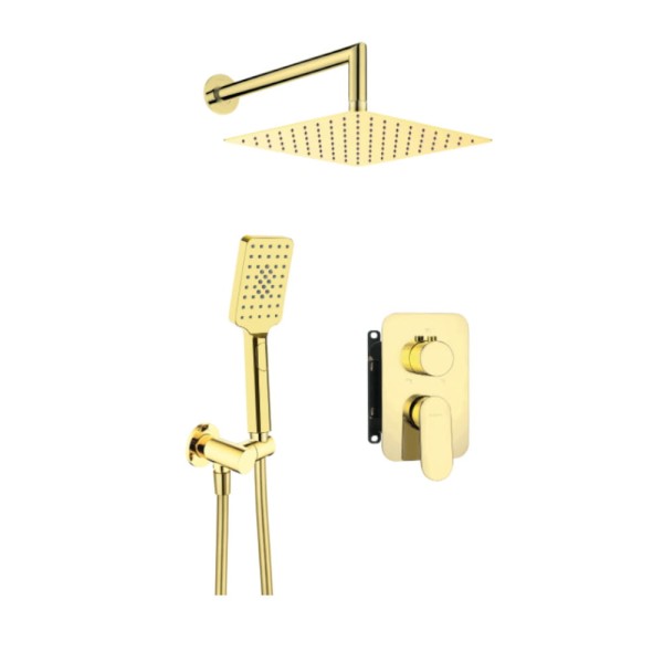 Deante Alpinia zestaw podtynkowy natryskowy z boxem mieszaczowym gold