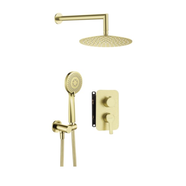 Deante Arnika zestaw podtynkowy natryskowy z boxem mieszaczowym złoto szczotkowane