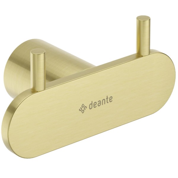 Deante Round haczyk na ręcznik podwójny złoto szczotkowane