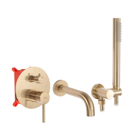 Rea Lungo bateria wannowa podtynkowa + box  złoty szczotkowany