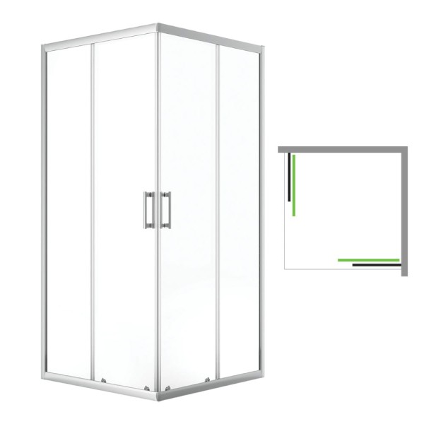 Laveo Desna kabina natryskowa kwadratowa szkło transparentne chrom 90x90x185cm