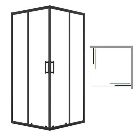 Laveo Desna kabina natryskowa kwadratowa szkło transparentne czarna 80x80x185cm