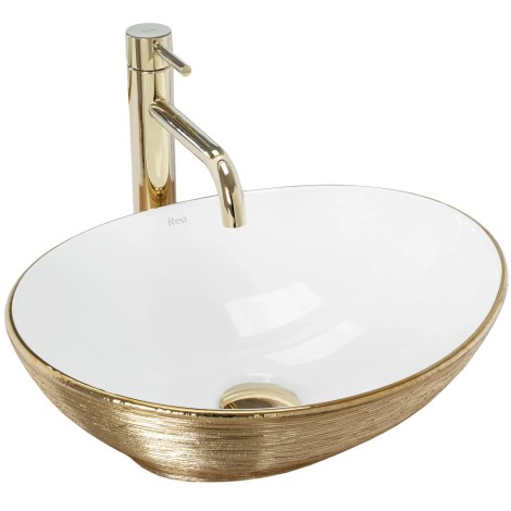 Rea Sofia White Gold Brush umywalka nablatowa 41x34,5