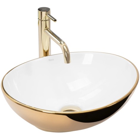 Rea Sofia umywalka nablatowa 41,5x33,5, gold/white