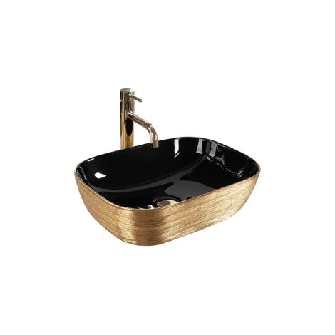 Rea Belinda brush gold/black umywalka nablatowa