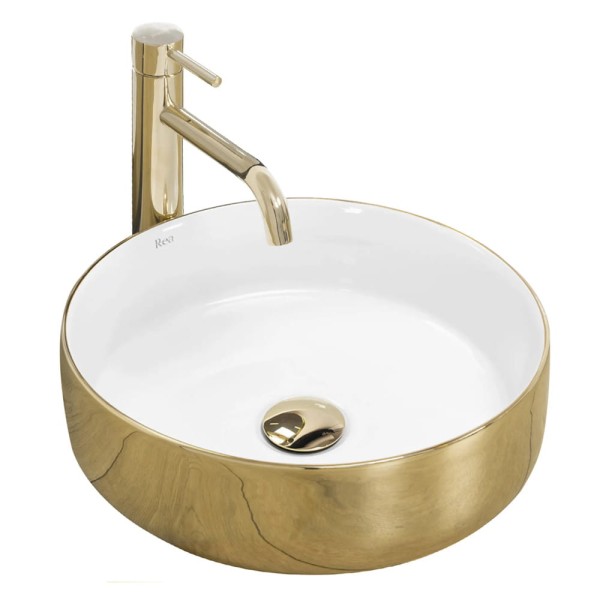 Rea Sami umywalka nablatowa gold/white okrągła