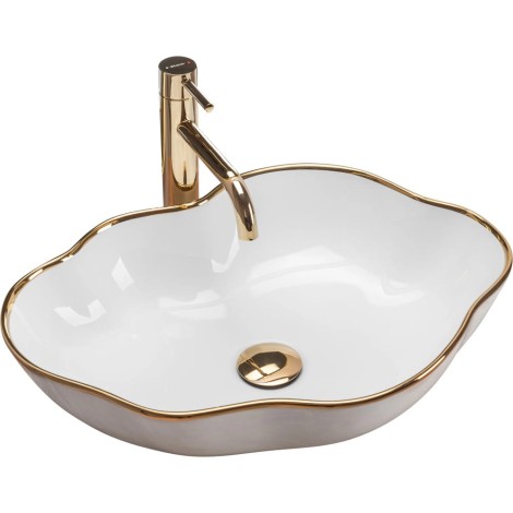 Rea Pearl Gold Edge umywalka nablatowa 51,5x37,5