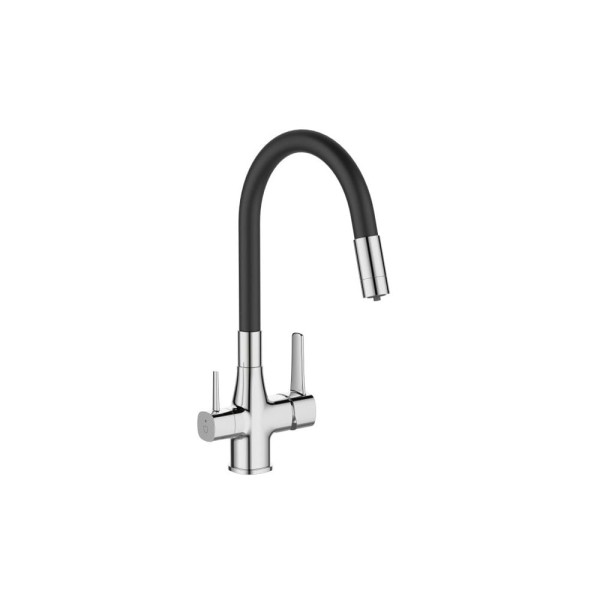 INVENA GLAMOUR Bateria zlewozmywakowa z filtrem chrom-czarny