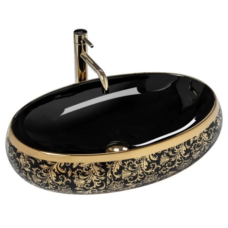 Rea Meryl umywalka nablatowa black/gold 60x40,5