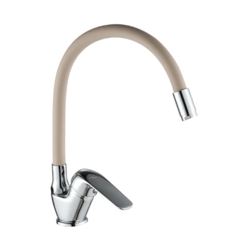 Kuchinox Elza bateriz zlewozmywakowa stojąca z elastyczną wylewką F chrom / beż