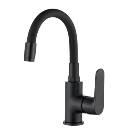 Kuchinox Dima bateria umywalkowa stojąca z elastyczną wylewką czarna