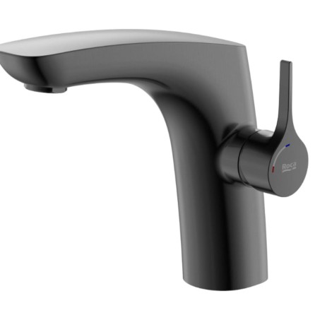 Roca Insignia bateria umywalkowa stojąca bez korka z odporną powłoką Everlux titanium black