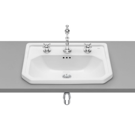 Roca Carmen umywalka blatowa 600x450mm 3-otwory biała