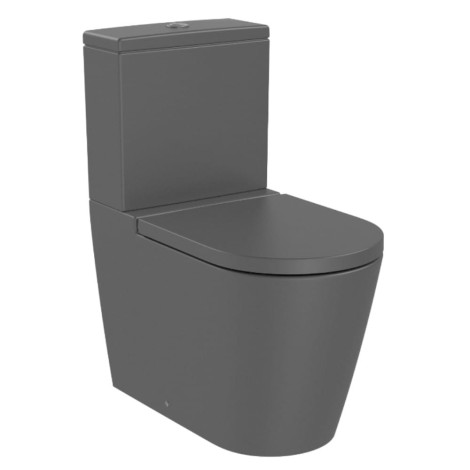 Roca Inspira round rimless miska kompaktowa odpływ podwójny onyks