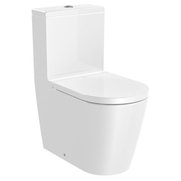 Roca Inspira round rimless miska kompaktowa odpływ podwójny biały