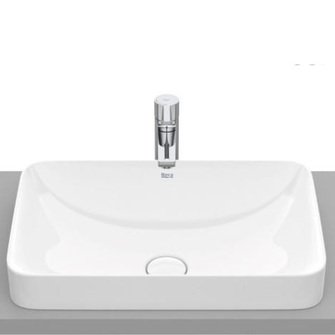 Roca Inspira square umywalka blatowa 550 x 370 x 75 mm supraglaze biała