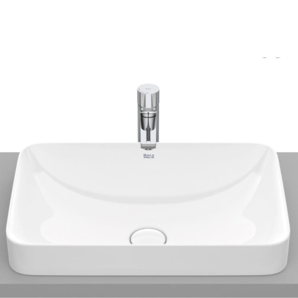 Roca Inspira square umywalka blatowa 550 x 370 x 75 mm supraglaze biała