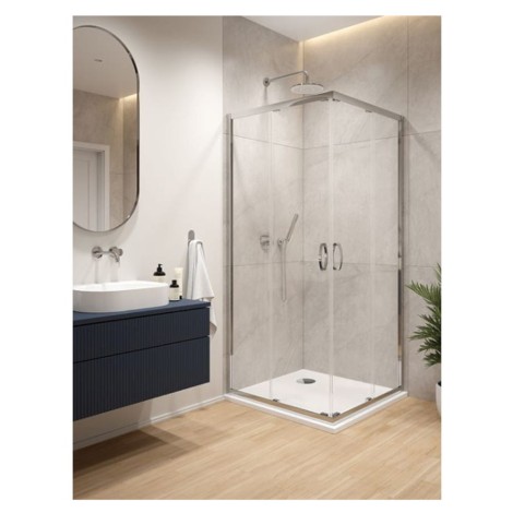 Sanplast Fris-M kabina narożna kwadratowa chrom + brodzik 90x90cm