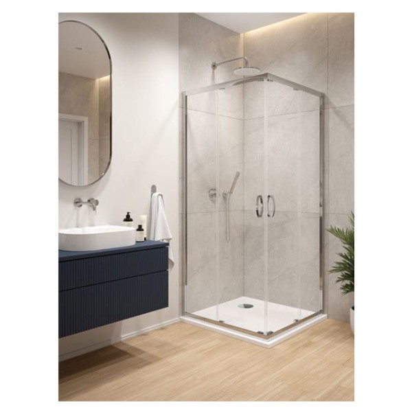 Sanplast Fris-M kabina narożna kwadratowa chrom + brodzik 90x90cm
