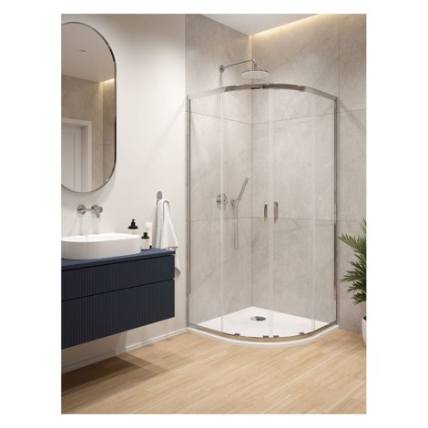 Sanplast KP4//Fris kabina narożna półokrągła chrom + brodzik 90cm