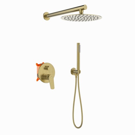 Invena Alonia deszczownia zestaw podtynkowy 2 funkcyjny złoto szczotkowane